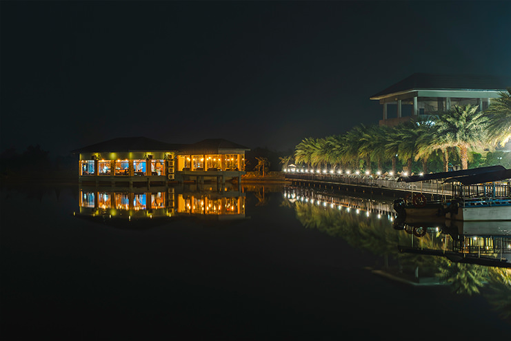 Scenic pond at Lumbini Palace Resort